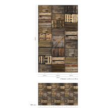 Tapete mit Holzboxen-Design, Maße 1,59 Meter mal 2,70 Meter