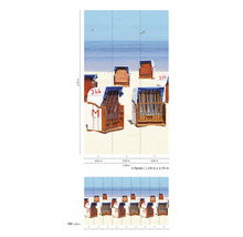 Fototapete mit Strandkörben am Strand, Abmessungen 1,59 Meter x 2,70 Meter