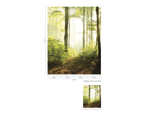 Wald Fototapete mit Bäumen und Blättern, 2,12 Meter x 2,70 Meter