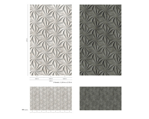 Dekorplatten mit dreidimensionalem Blütenmuster in zwei Farben.