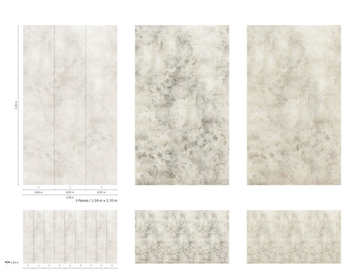 Tapetenmuster mit drei Paneelen, 1,59 Meter mal 2,70 Meter