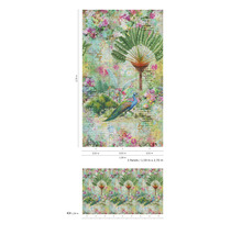 Fototapete mit Pfau-, Blumen- und Pflanzenmotiv