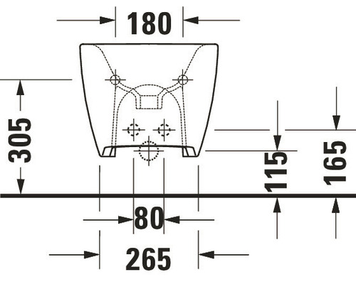 Technische Zeichnung eines WCs mit Maßangaben