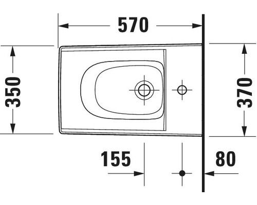 Technische Zeichnung eines Wand-WCs mit Maßangaben
