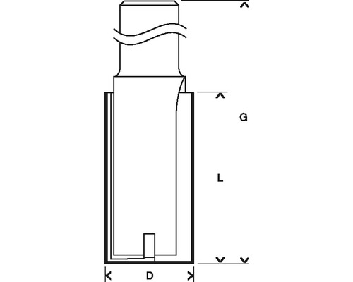 Illustration eines Bohrers mit den Maßen Durchmesser, Länge und Tiefe
