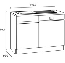 Optifit Spülenschrank inkl Spüle Geschirrspülerblende für teilintegrierten Geschirrspüler Geschirrspülerblende inkl Sockelleiste und Arbeitsplatte Luca932 BxTxH 50 x 60 x 88 cm weiß matt zerlegt Anschlag reversibel KLLU SPT506-0+