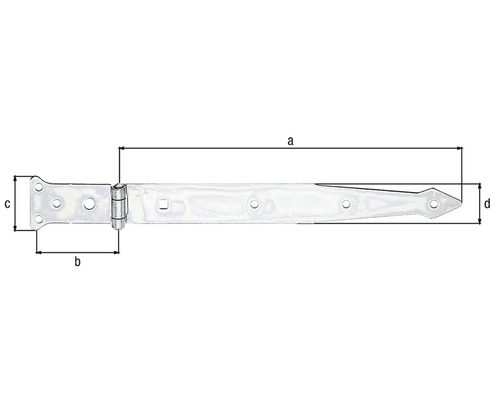 Abgebildet ist ein Scharnierband mit Maßangaben.