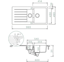 Spüle Schock Signus D-150 FB 993 x 493 mm puro SIGD150FBPUR