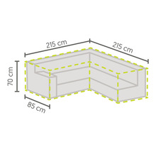 Skizze einer Eckcouch mit Maßangaben