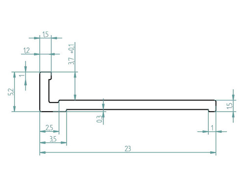 Technische Zeichnung eines Profils mit Maßangaben