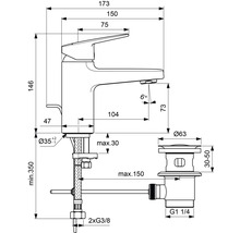 Waschtischarmatur mit Einhebelmischer Ideal Standard Ceraplan chrom glänzend BD214AA-thumb-7 Waschtischarmatur mit Einhebelmischer Ideal Standard Ceraplan chrom glänzend BD214AA-thumb-7