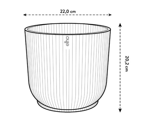 Abbildung eines Pflanzgefäßes mit den Maßen 22,0 cm Breite und 20,2 cm Höhe