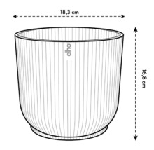 Abbildung eines Pflanzgefäßes mit den Maßen 18,3 cm Breite und 16,8 cm Höhe