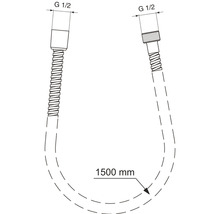 Flexibler Verbindungsschlauch mit G 1/2 Zoll Anschluss und einer Länge von 1500 mm.