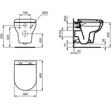 Wand-WC Set Ideal Standard Exacto Tiefspüler ohne Spülrand weiß mit WC-Sitz R002601-thumb-3
