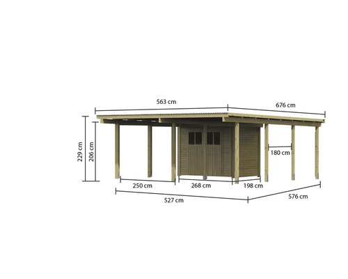 Abmessungen von einem Carport mit Geräteraum