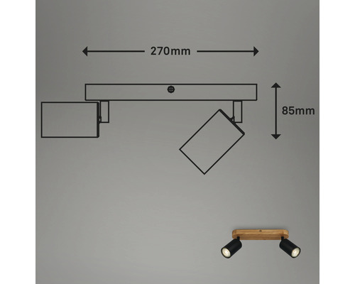 Technische Zeichnung einer Deckenleuchte, Maße 270 mal 85 Millimeter