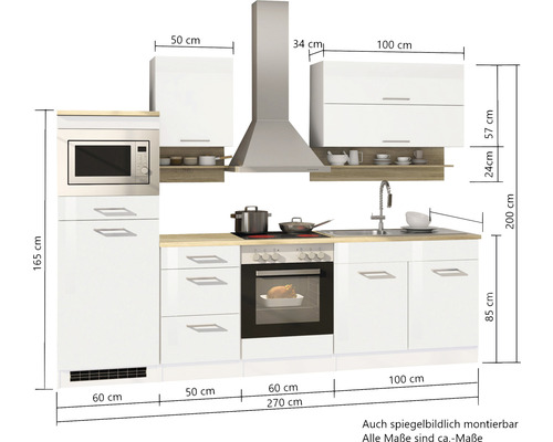 Küchenzeile mit Maßen