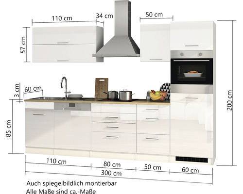 Held Möbel Küchenzeile cm mit HORNBACH | Mailand 300 Geräten