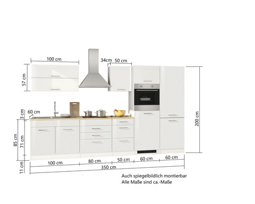 Küchenzeile mit Maßen
