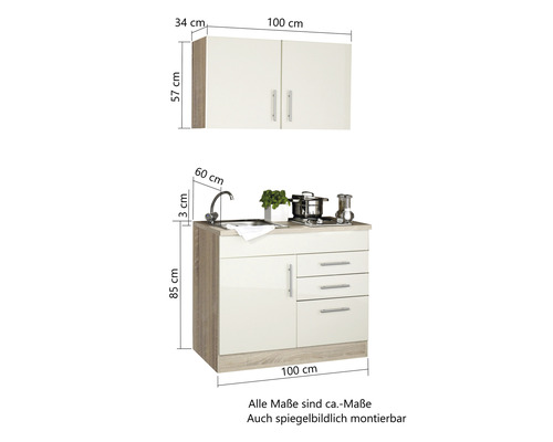 Held Möbel Miniküche mit Geräten Toronto 100 cm | HORNBACH | Hängeschränke