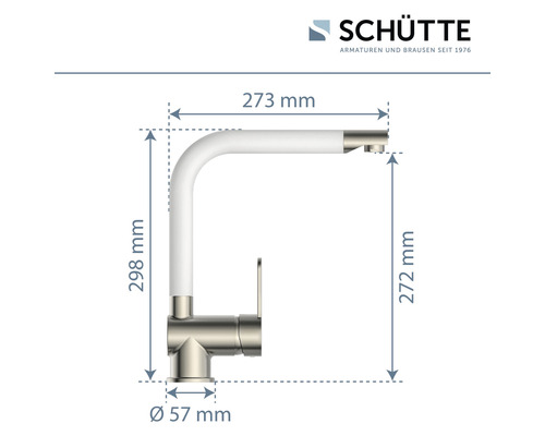 Schütte Küchenarmatur mit Maßangaben