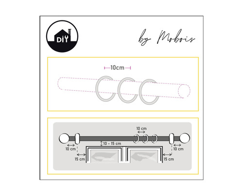 Installationsanleitung für Gardinenstange mit Maßen
