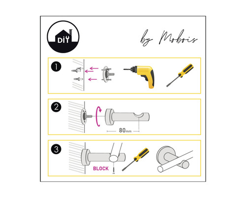 Montageanleitung für ein Badezimmeraccessoire von Mobois