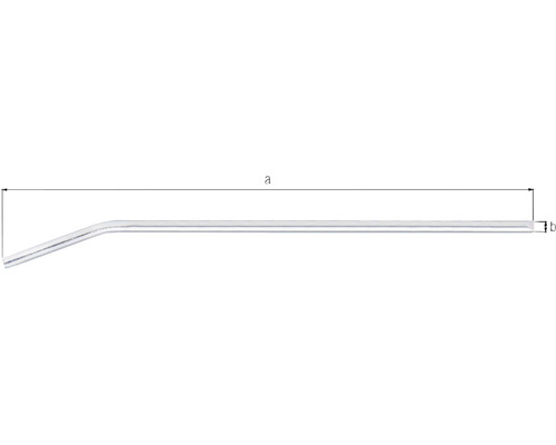 Gebogenes Metallrohr mit Längenangaben a und b