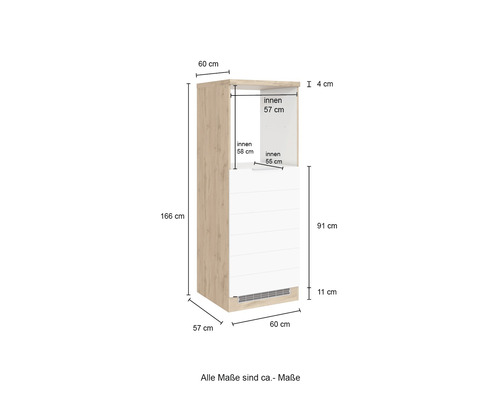 Backofen/Kühlumbauschrank für 88er Einbaukühlschrank | HORNBACH | Kühlschrankumbauschränke