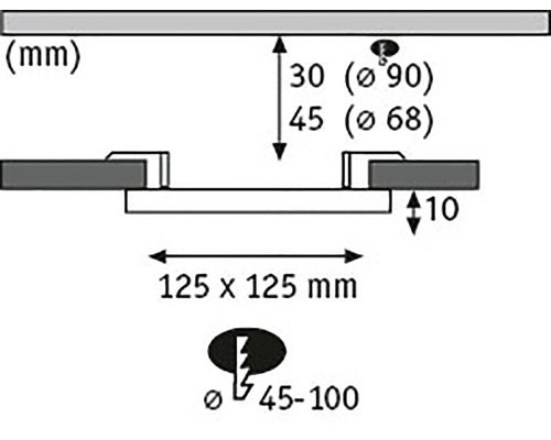 Technische Zeichnung mit Maßangaben in Millimeter