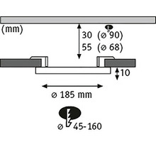 Technische Zeichnung mit Maßangaben in Millimeter.