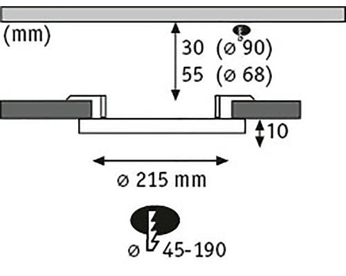 Technische Zeichnung mit Maßangaben in Millimeter