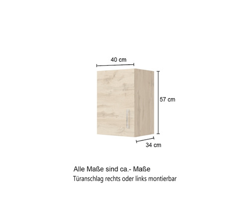 Küchenhängeschrank mit den Maßen 40 cm x 57 cm x 34 cm