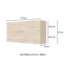 Waschbeckenunterschrank mit zwei Schubladen, Breite 110 cm, Tiefe 34 cm, Höhe 57 cm