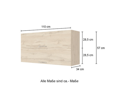 Waschbeckenunterschrank mit zwei Schubladen, Breite 110 cm, Tiefe 34 cm, Höhe 57 cm
