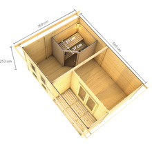 Saunahaus Karibu Sainburga 5 Set A ohne Ofen mit Vorraum, Fenster und Holztüre mit Klarglas