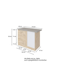 Eckunterschrank Held Möbel Sorrento BxTxH 110 x 60 x 86 cm Frontfarbe eiche hell matt Korpusfarbe grau-thumb-5