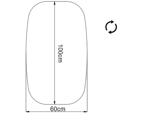 Skizze einer Duschkabine mit den Maßen 100 mal 60 Zentimeter.