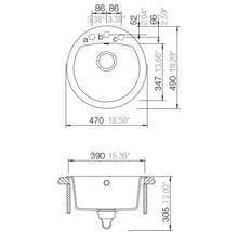CENTA Spüle Capella 45 470 x 490 mm dunkelgrau CAPELLA 45 DG