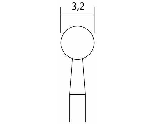 Technische Zeichnung eines Produkts mit einer Breite von 3,2 Einheiten