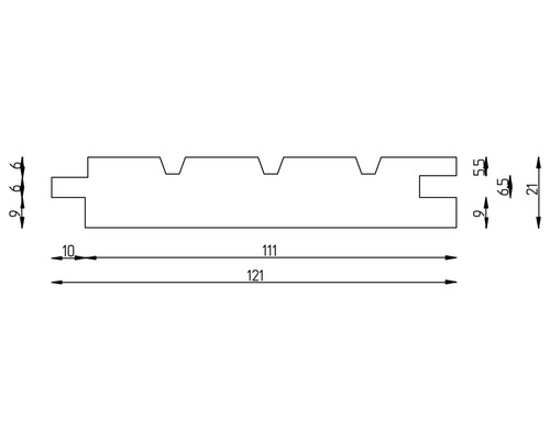 Technische Zeichnung eines Profils mit Maßangaben