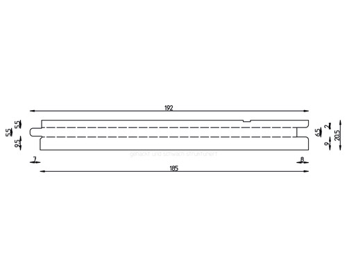 Technische Zeichnung eines Profilholzes mit Maßangaben