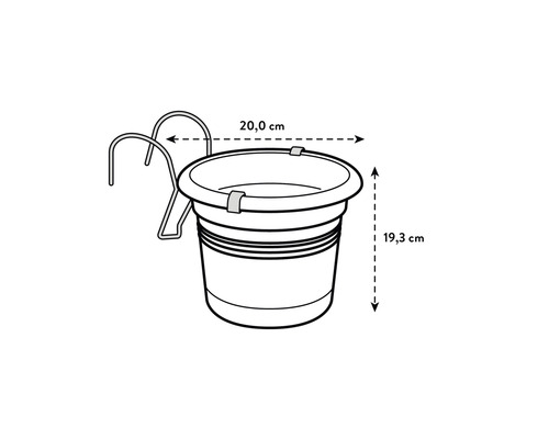 Balkonkasten mit Halterung, 20,0 cm breit und 19,3 cm hoch