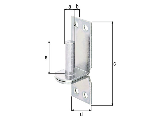 Metallwinkel mit Stift und Maßangaben