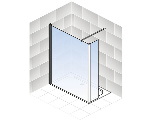 Eckdusche mit einer Duschwand aus Glas