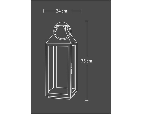 Technische Zeichnung einer Laterne mit den Maßen 24 mal 75 Zentimeter.