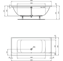 Badewanne Ideal Standard Connect Air 80 x 180 cm weiß glänzend E106701-thumb-3