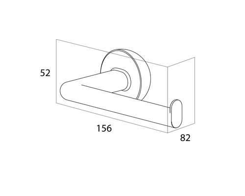 Technische Zeichnung eines Toilettenpapierhalters mit Maßangaben