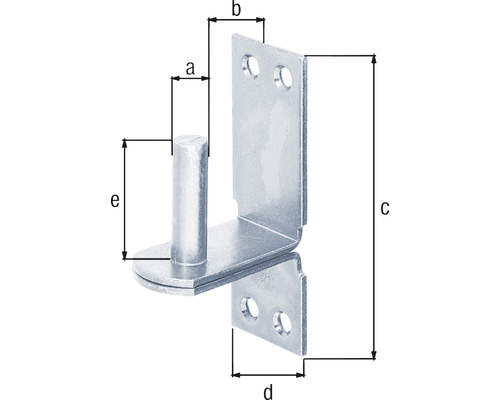 Metallwinkel mit Stift und Maßangaben